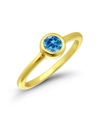 Cubic Zirconia Round Bezel Pinky Ring