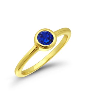 Blue Round Cubic Zirconia Promise Pinky Ring