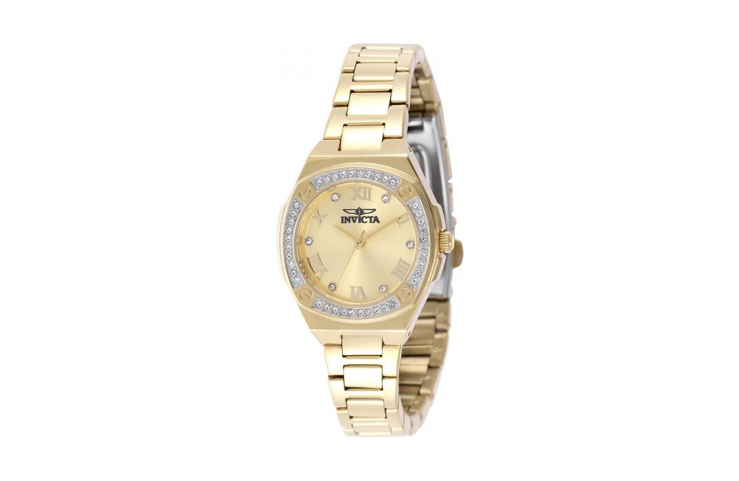 Women's Specialty Quartz Water-Resistant Gold-Tone Stainless Steel Watch, 28mm