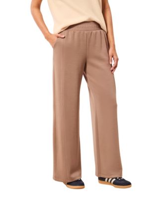 Women's Techno Lux Pull-On Wide-Leg High-Rise Ankle Pants
