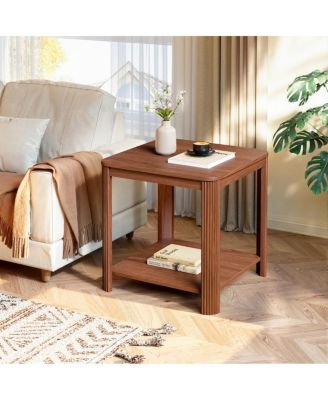 Boho 2-Tier Rounded Corner End Table and Nightstand