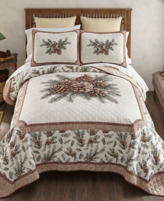 Pine Medallion Woodland Design 3-Piece Quilt Set, King