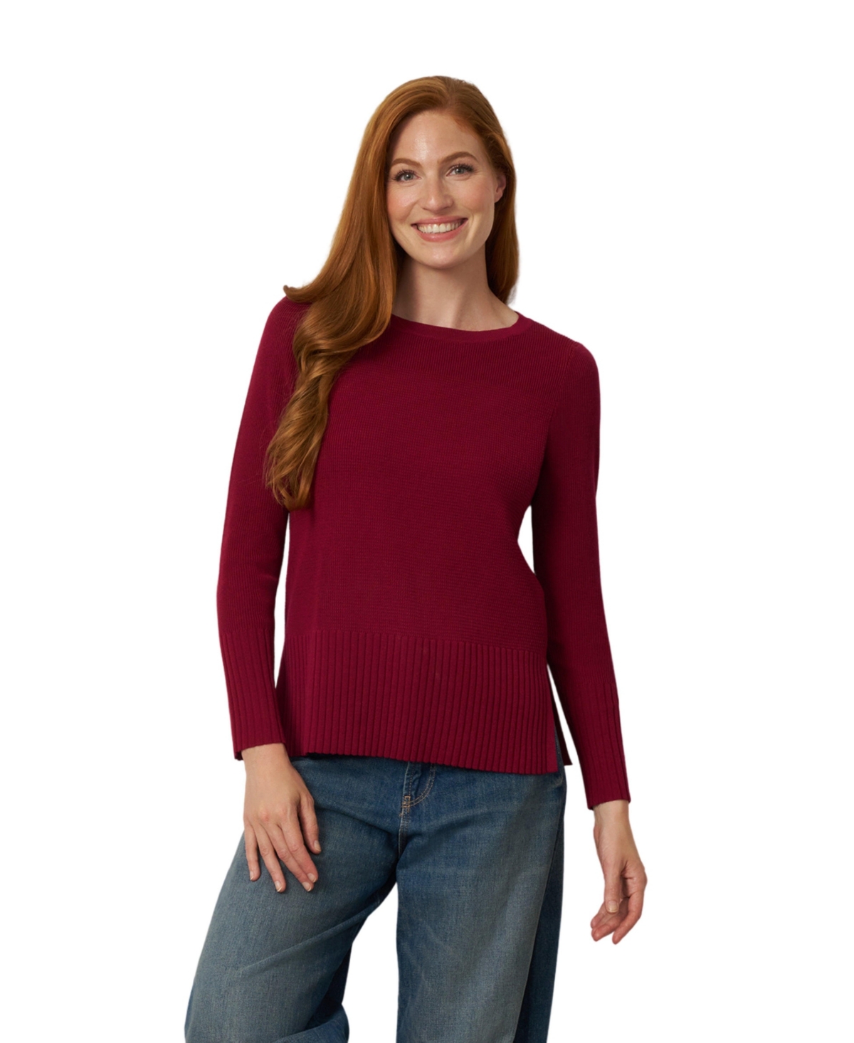 Cable & Gauge Women's Minimalist Boat-Neck Textured-Stitch Sweater