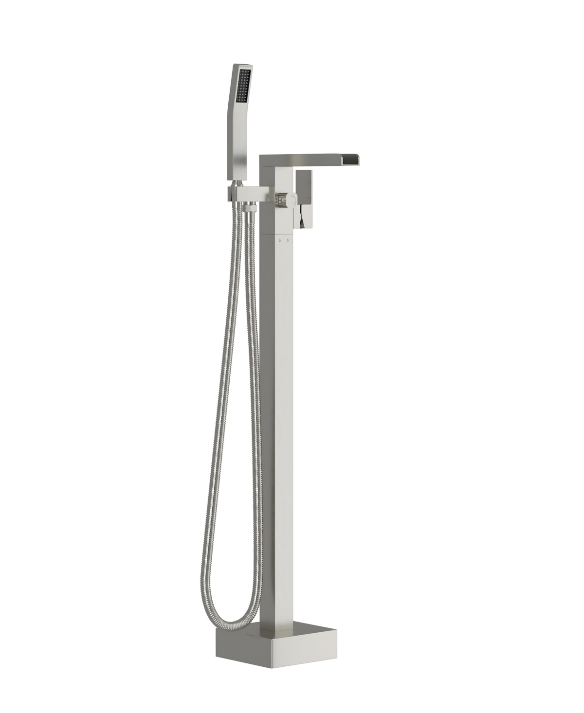 Thirtypeachy Freestanding Bathtub Faucet with Hand Shower, Floor Mount Brass Tub Filler with 360degree(s) Swivel Waterfall Spout - Nickel
