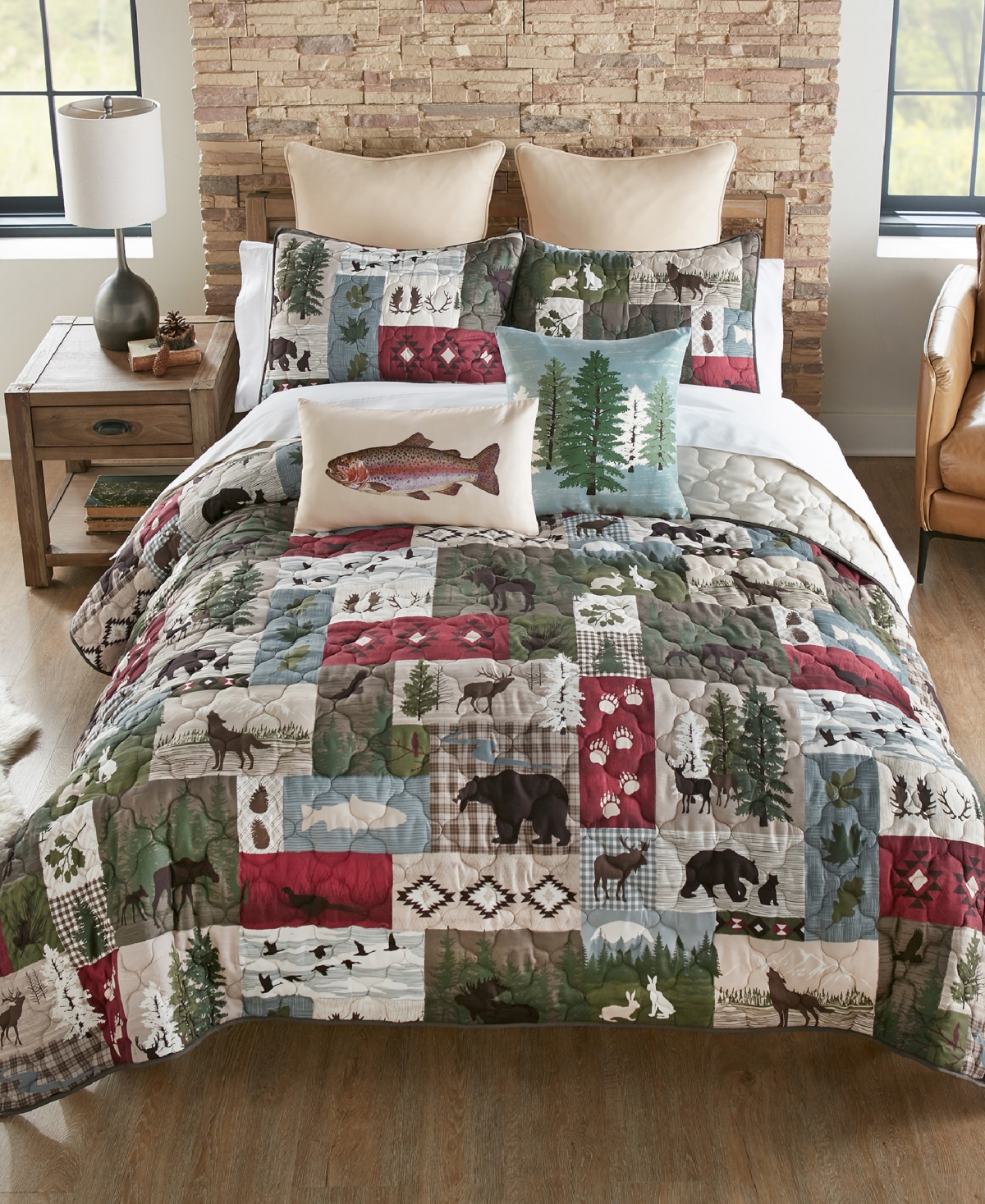 Your Lifestyle Montana Forest Woodland Motifs 2-Piece Quilt Set, Twin