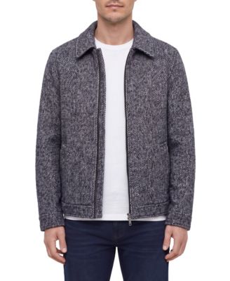 Men's Chevron Wool-Blend Zip-Up Blouson Jacket