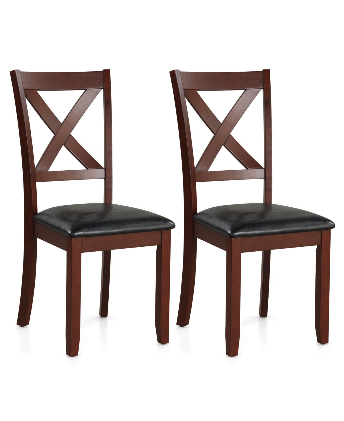 Mecale Set of 2 Wooden Kitchen Dining Chair with Padded Seat and Rubber Wood Legs