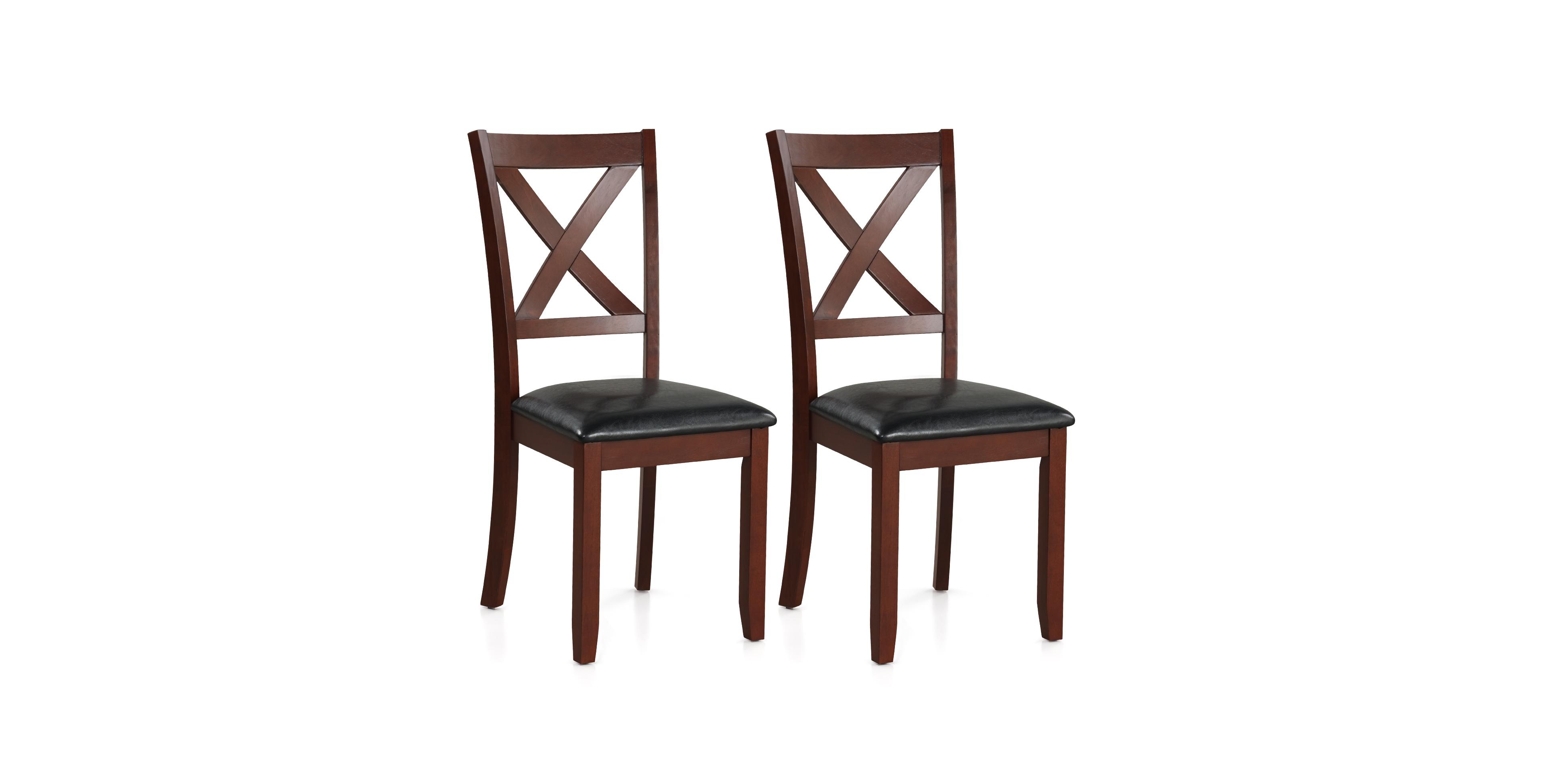 Mecale Set of 2 Wooden Kitchen Dining Chair with Padded Seat and Rubber Wood Legs