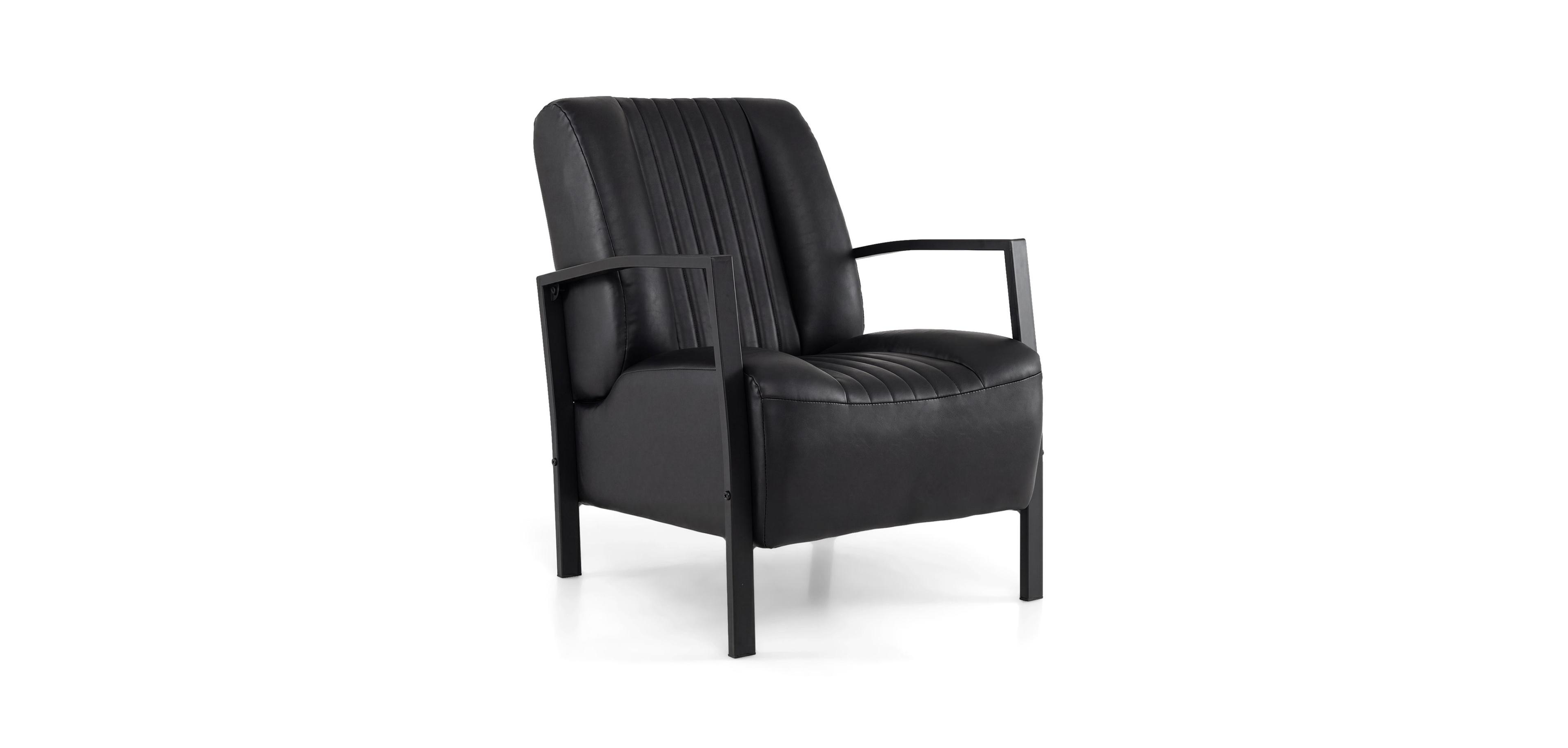 Mecale Pu Leather Upholstered Armchair with Padded Seat and Back Comfy Lounge Reading Chair
