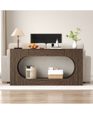 Console Table with Drawer and Oval Hollow Frame, 63"W