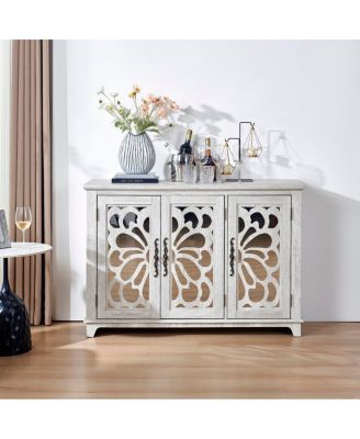 Freestanding Accent Storage Cabinet with Acrylic Mirror Doors