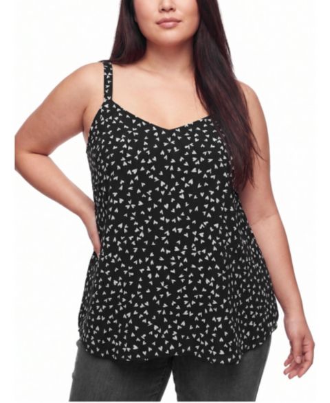 Женский топ Torrid Plus Size Sophie V-Neck Swing Chiffon Camisole, цвет: Чёрный