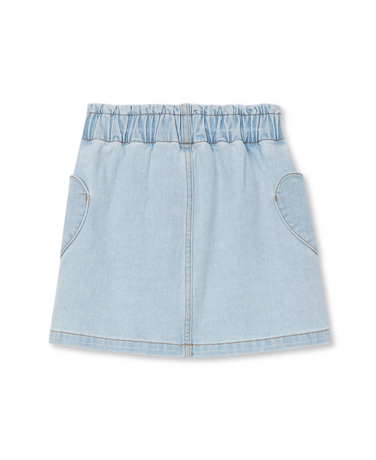 Girls' 4-16 Denim Heart-Shaped Cargo Pockets Elastic-Waist Skirt