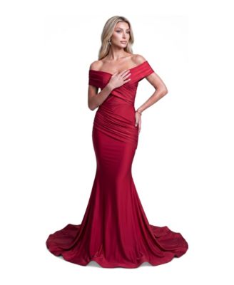 Women's Off-The-Shoulder Ruched Mermaid Gown