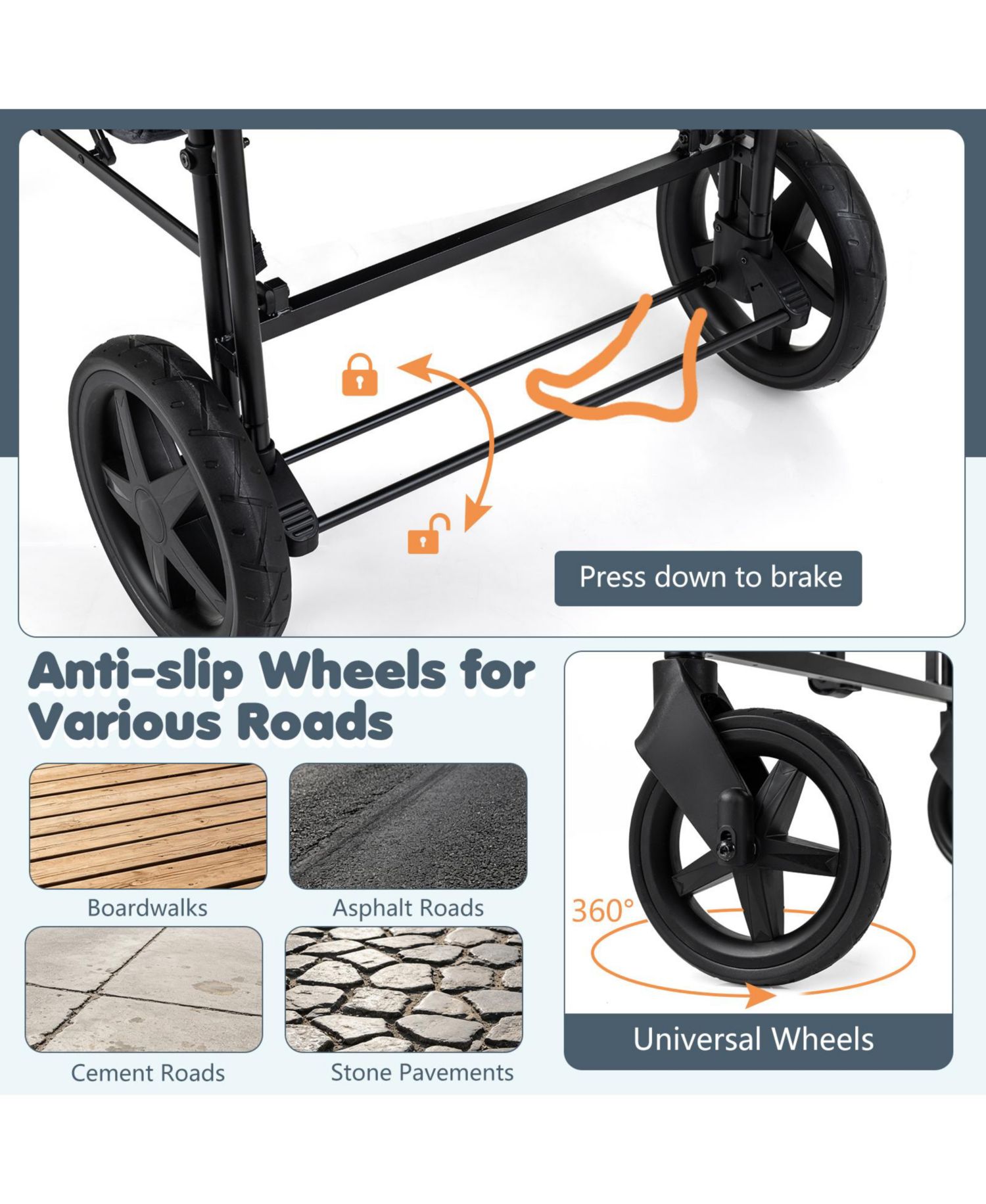Foldable Wagon Stroller for 4 Kids with Removable Canopy