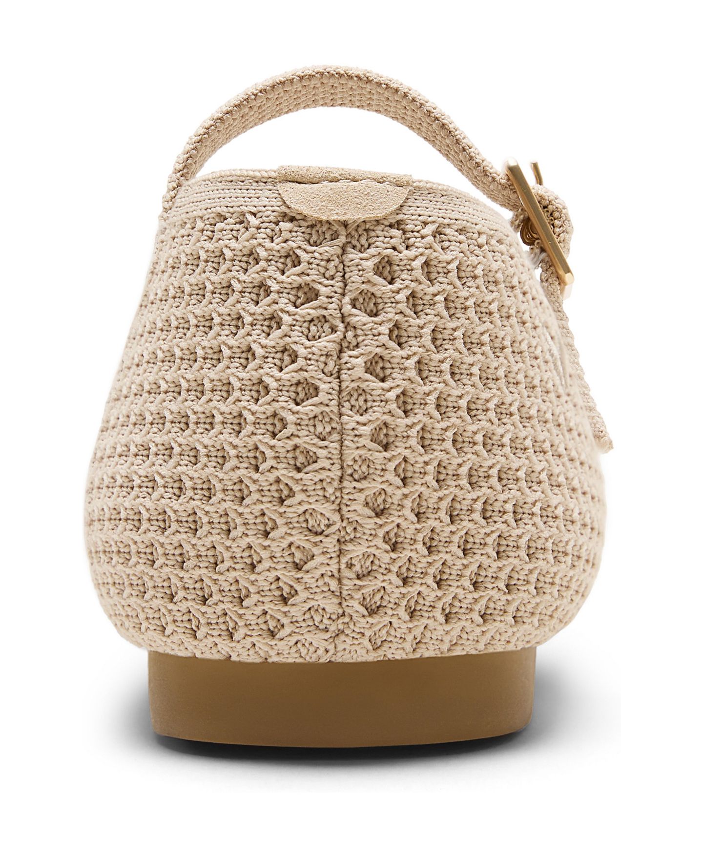 Женские балетки VIVAIA Margot Square-Toe Knit Adjustable-Strap Mary Jane Flats, цвет: Миндальный сетчатый — фото 3