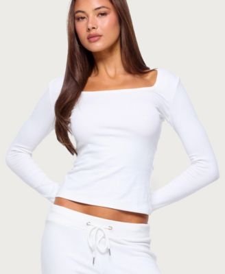 Women's Flossy Ribbed Long Sleeve T Shirt