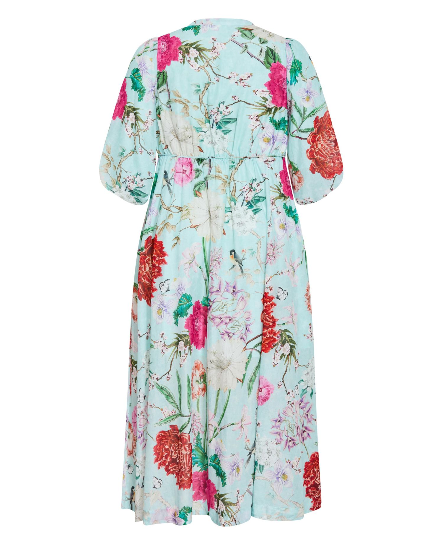 Plus Size Flora Floral-Print V-Neck Balloon-Sleeve Maxi Dress