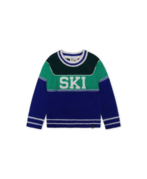 Свитер Deux par Deux Après-Ski Colorblock SKI Graphic для мальчиков-малышей, цвет: Синий / Зелёный