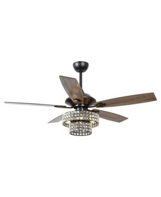 52-inch Matte Modern Crystal Downrod Mount Fandelier Ceiling Fan with Light and Remote