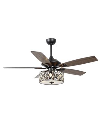 52" Industrial Wood 5-Blade Crystal LED Ceiling Fan with Remote