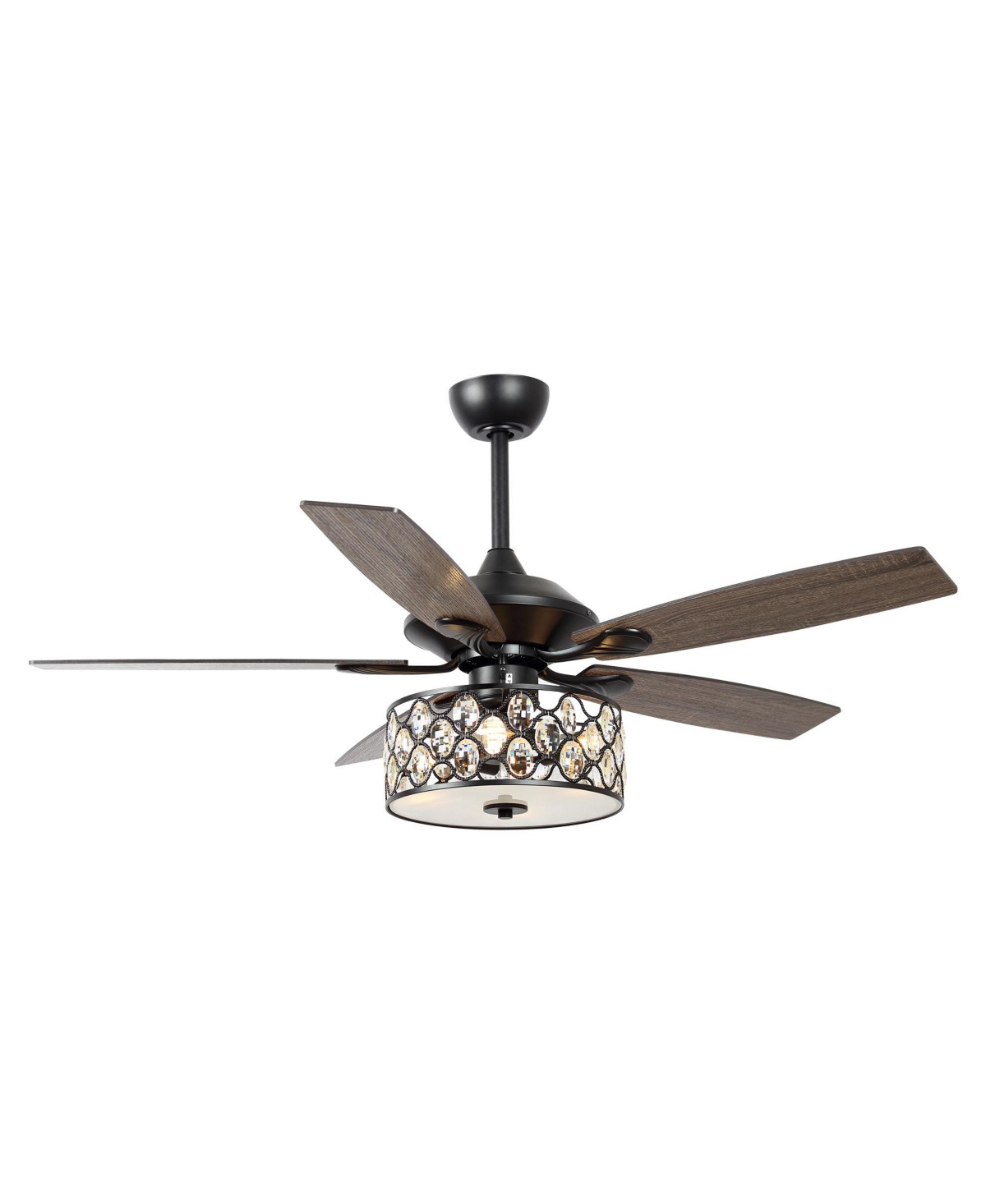 52" Tibuh Modern Crystal Chandelier Ceiling Fan with Led Light And Remote Control 5 Blades Chrome - Black