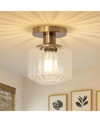 Modern Glass Small Semi Flush Mount Ceiling Fixture