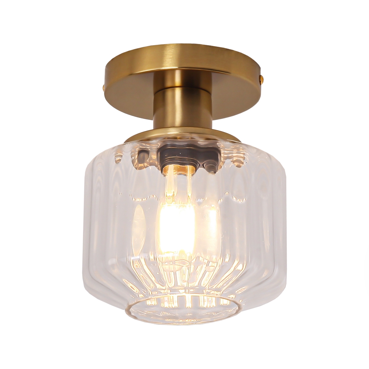 Parrot Uncle Modern Glass Small Semi Flush Mount Ceiling Fixture - Gold