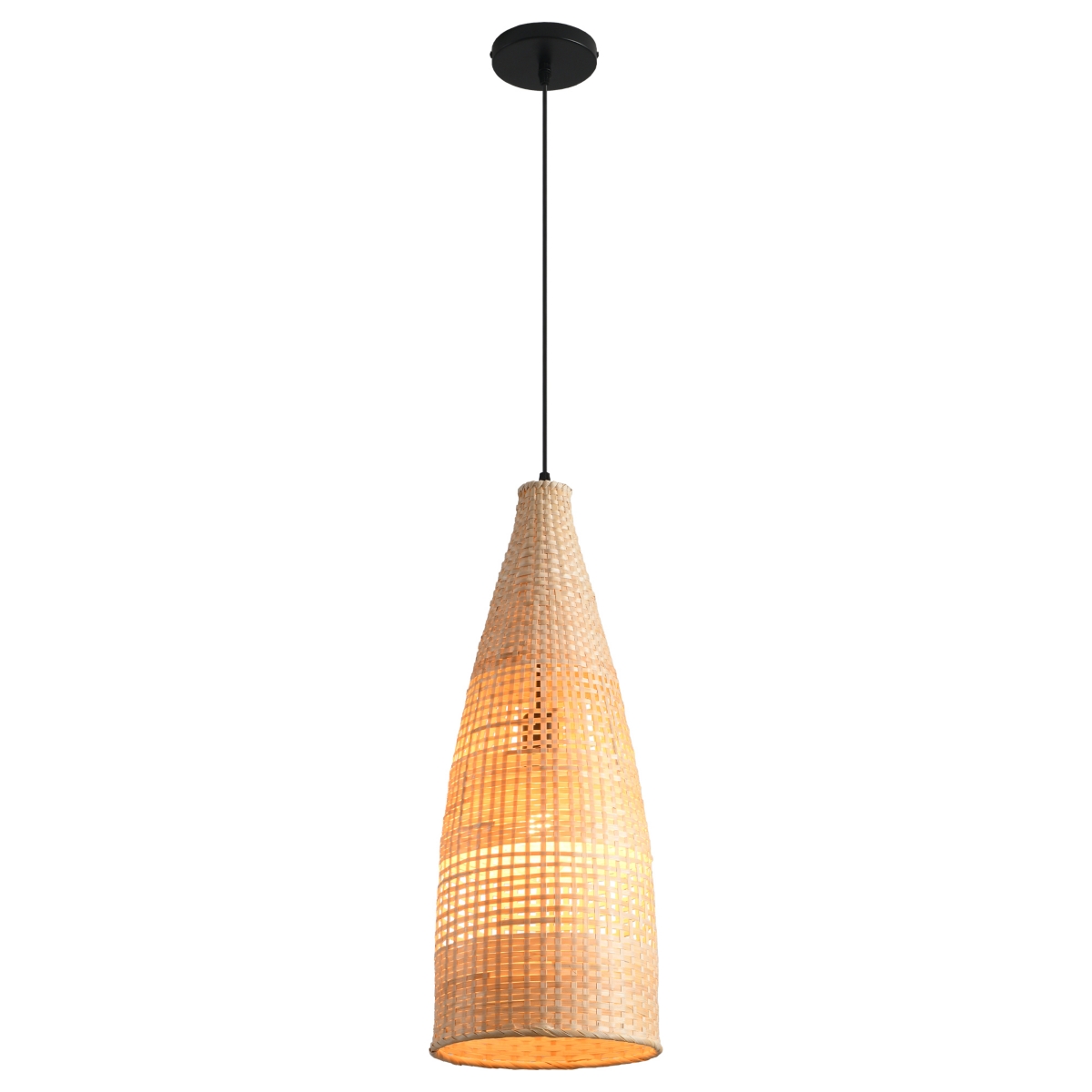 Parrot Uncle 9" Coastal Woven Bamboo Bottle-Shaped Adjustable Pendant Light Chandelier - Brown