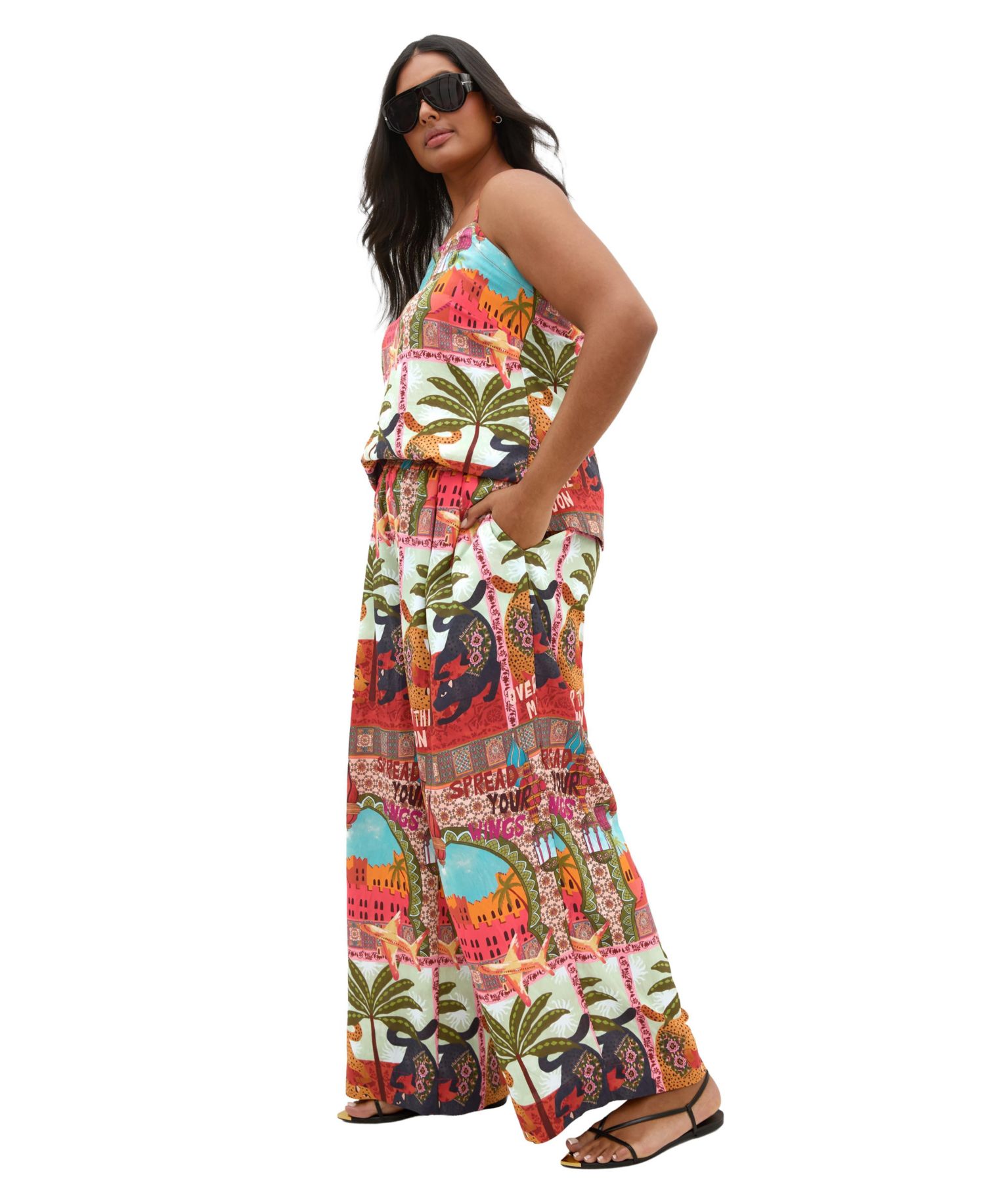 Plus Size Capri Paradise High-Rise Wide-Leg Pull-On Pants