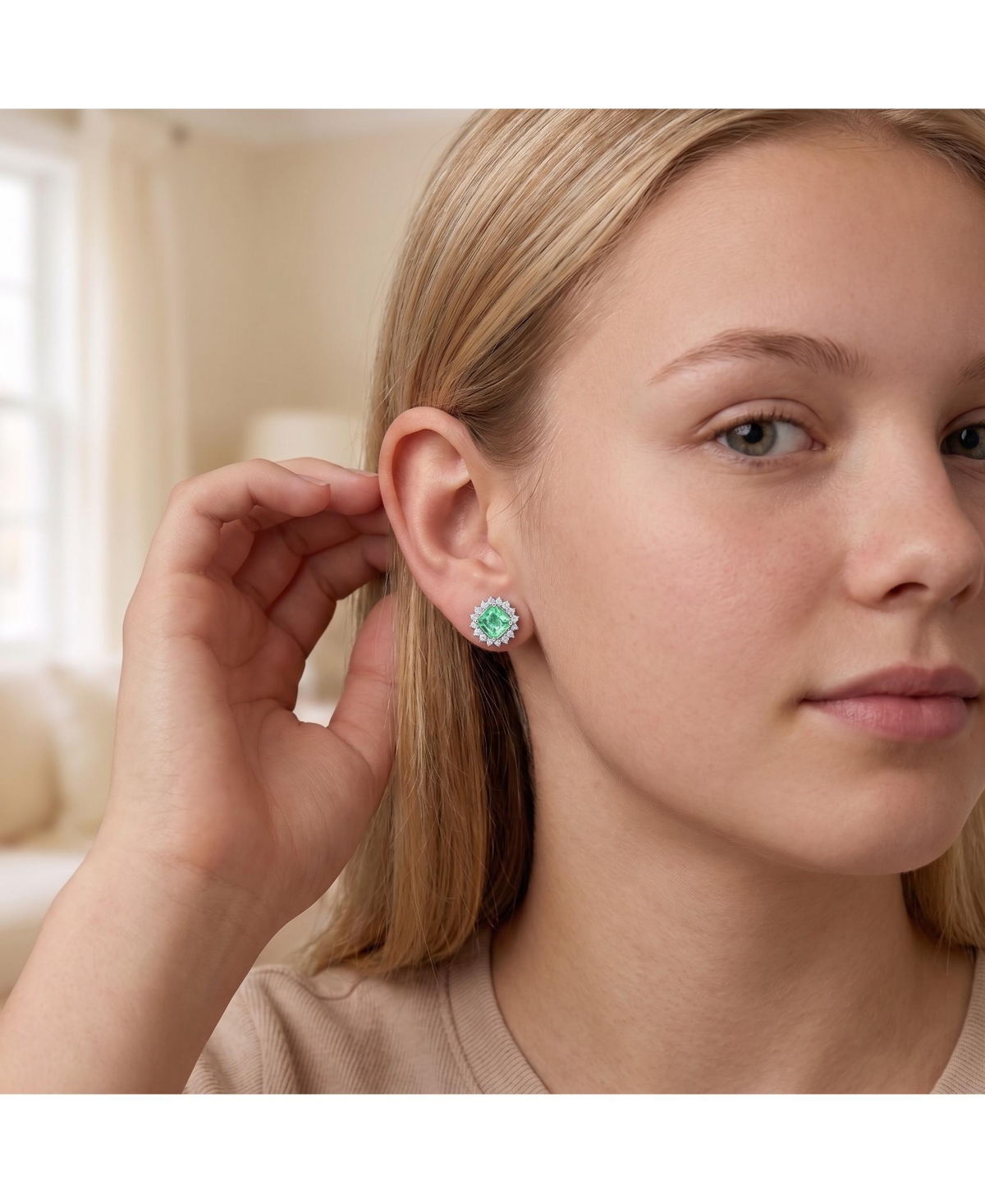 Classy 10MM Halo Square Stud Earrings