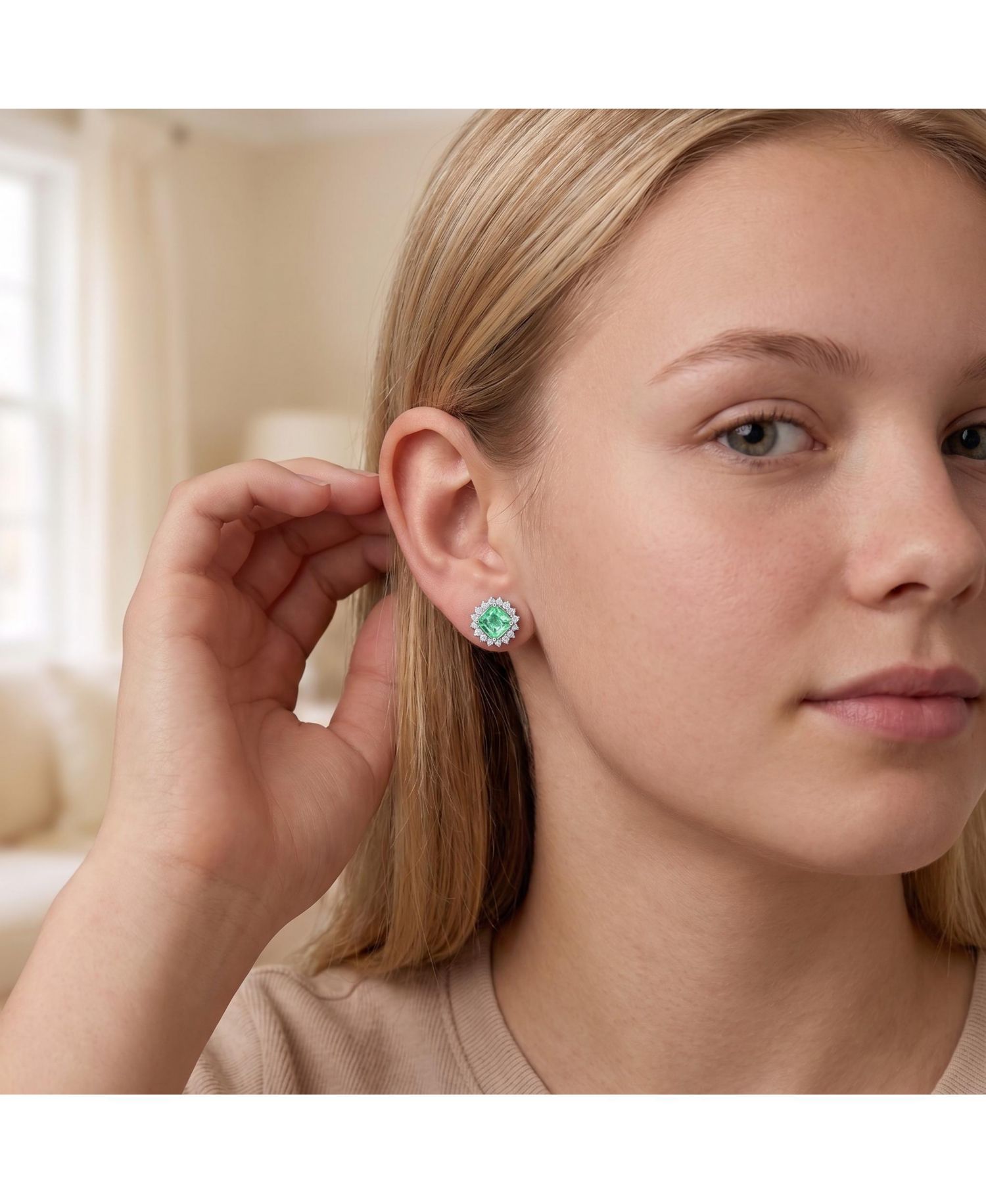 Classy Halo Square Stud Earrings