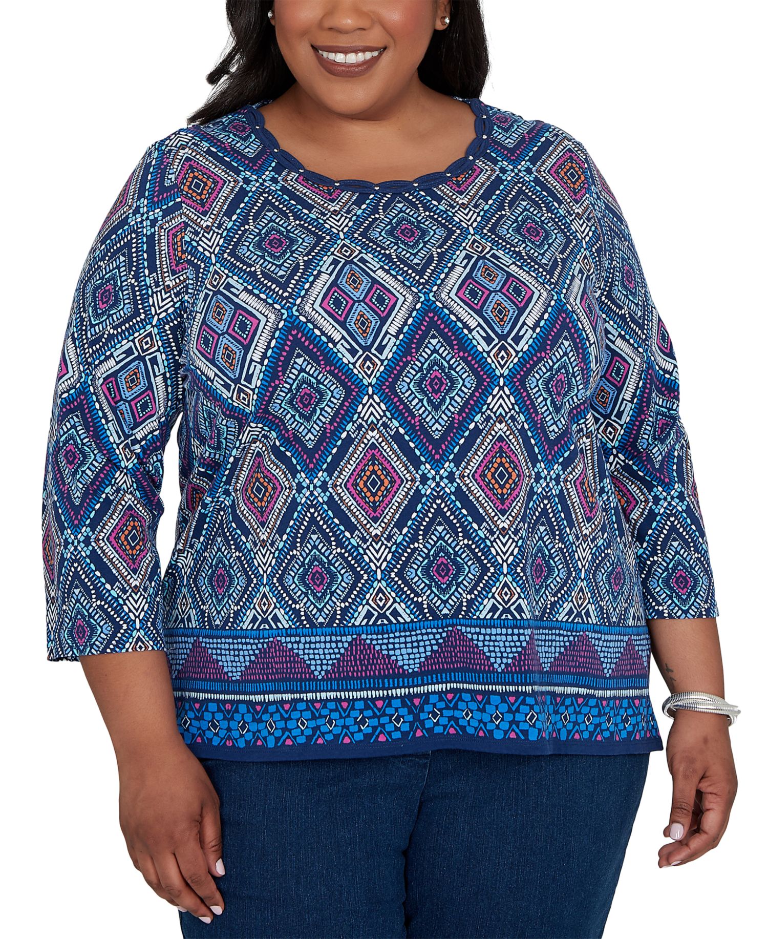 Plus Size Kaleidoscope Print Knit Top