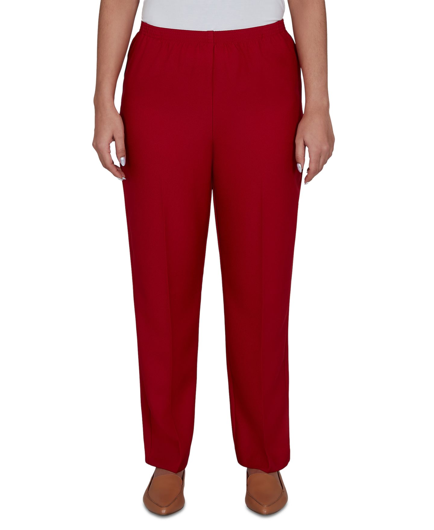 Женские брюки Alfred Dunner Petite Colored Classic Short-Length, цвет: Ягодный — фото 6