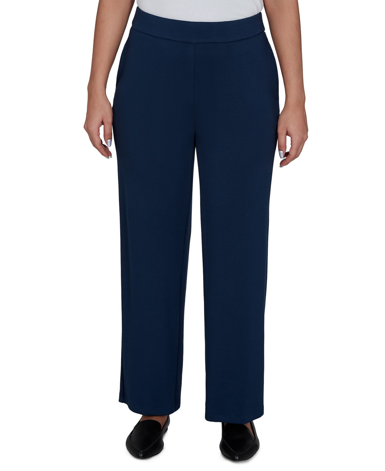 Petite Pull-On Straight-Leg Pants