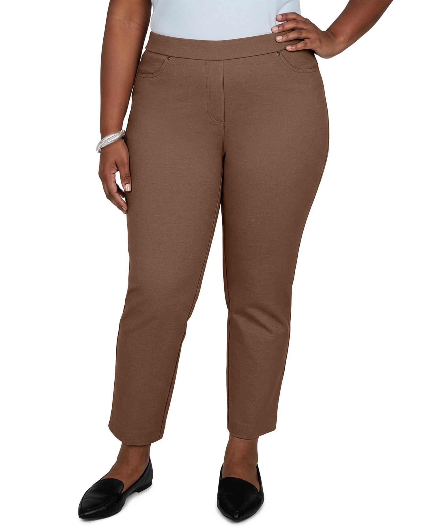 Plus Size Pull-On Mid-Rise Ankle Pants