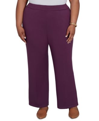 Plus Size Wide-Leg Pull-On Rayon-Nylon Blend Pants