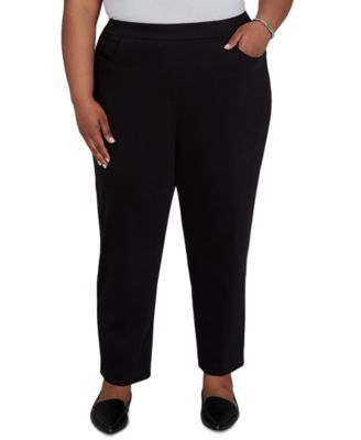 Plus Size Knit Twill Mid-Rise Pull-On Pants