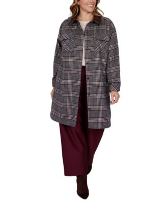 Plus Size Plaid Shirt Jacket