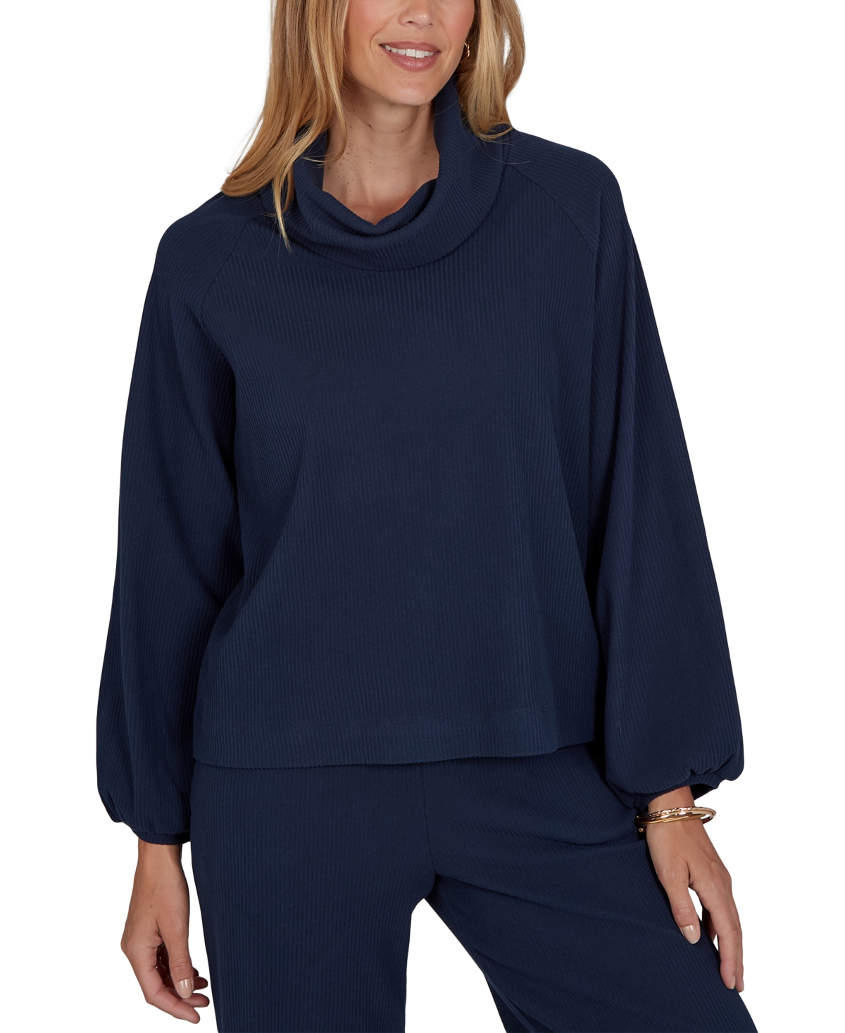 Ruby Rd. Petite Cowl Neck Ribbed Top