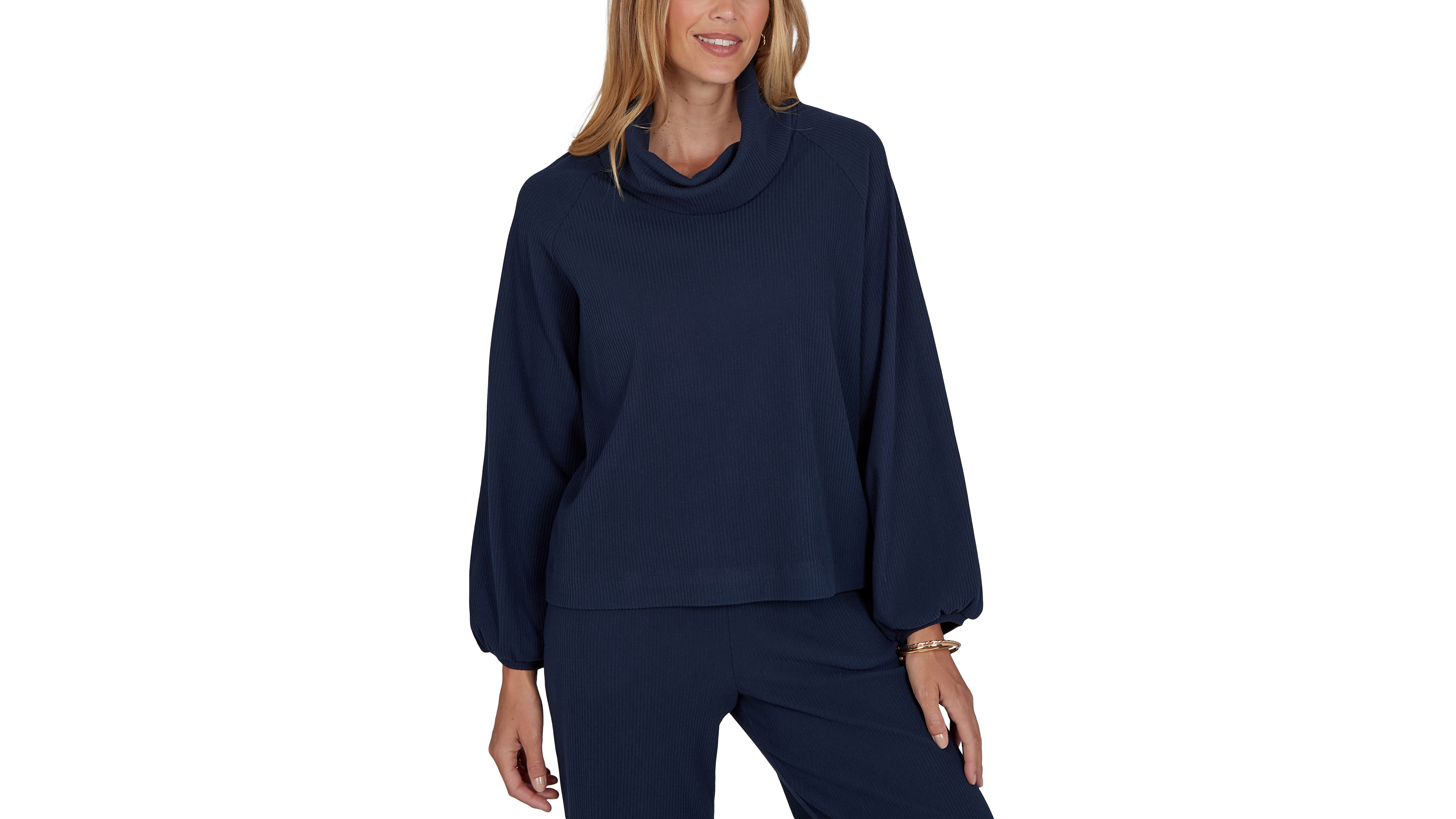 Ruby Rd. Petite Cowl Neck Ribbed Top