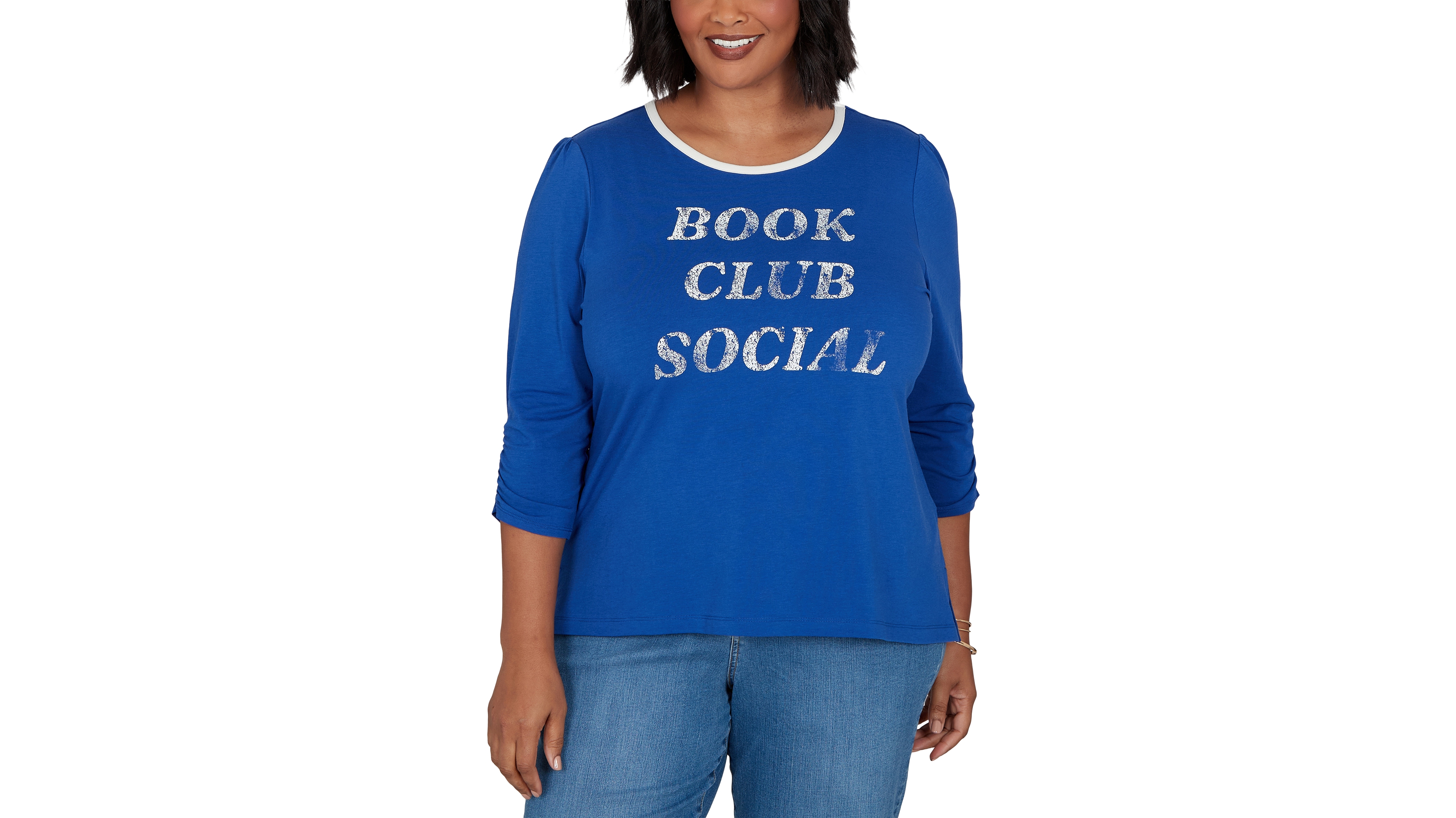 Ruby Rd. Plus Book Club Graphic Crewneck 3/4-Sleeve T-Shirt