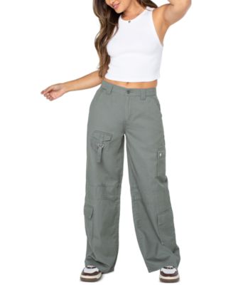 Juniors' High-Rise Wide-Leg Cargo Pants