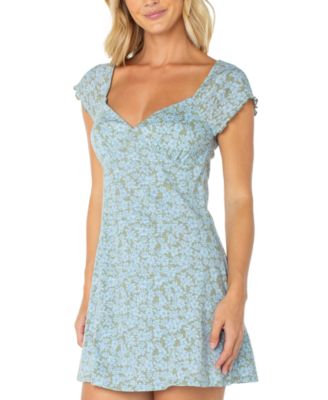Women's Alice Floral-Print Sweetheart Cap-Sleeve Mini Dress