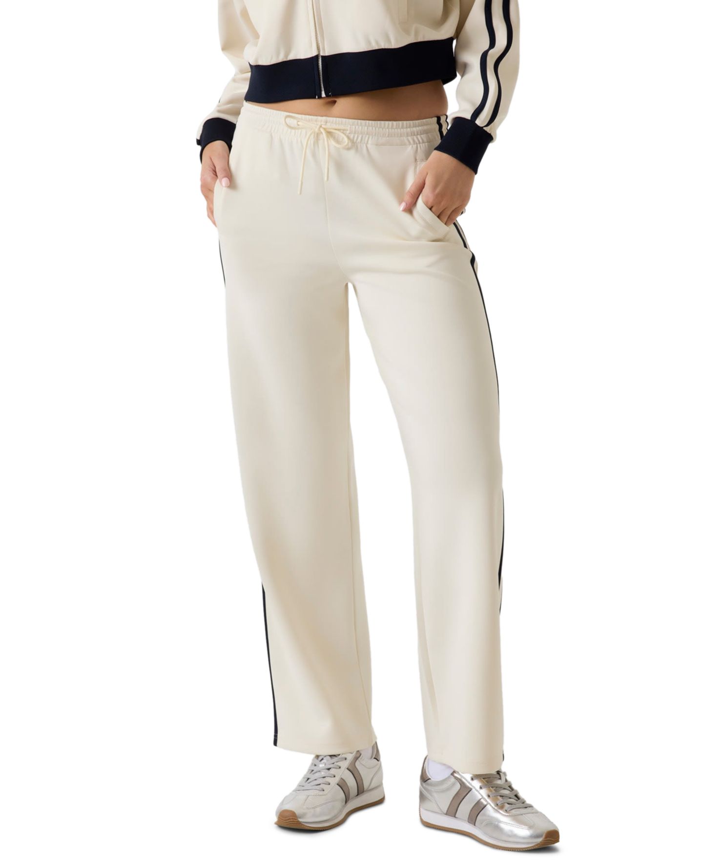 Женские брюки GUESS Hoshi Side-Band Straight-Leg Jogger, цвет: Белый — фото 1