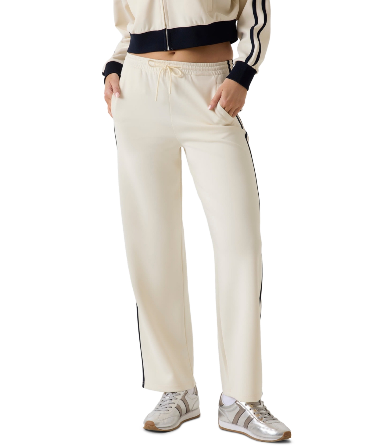 Guess Women's Hoshi Side-Band Straight-Leg Jogger Pants - Dove white
