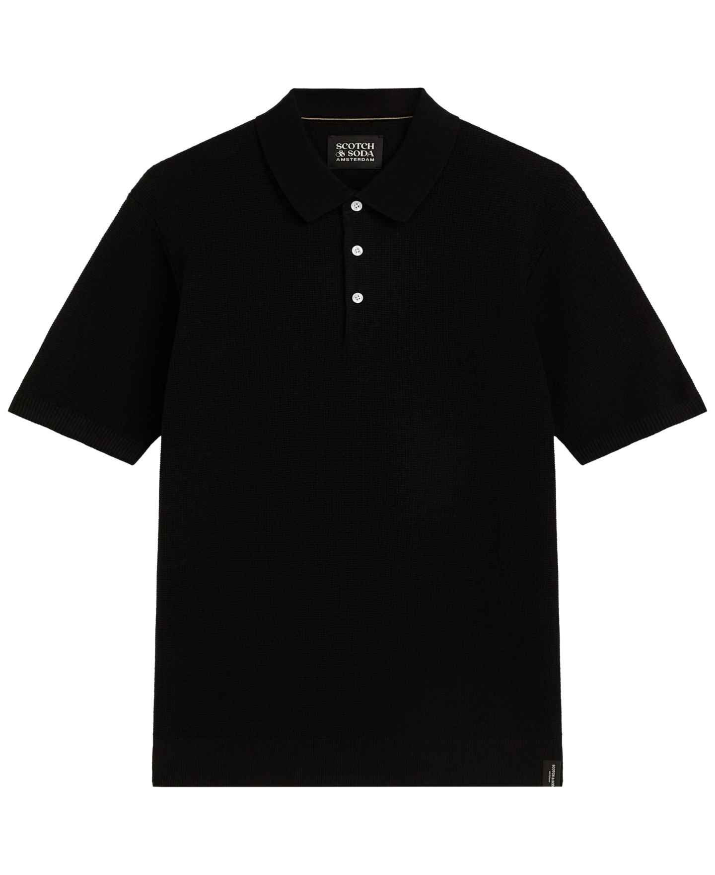 Мужское поло SCOTCH & SODA Structured Knitted Short-Sleeve Polo Shirt, цвет: Meteorite — фото 1