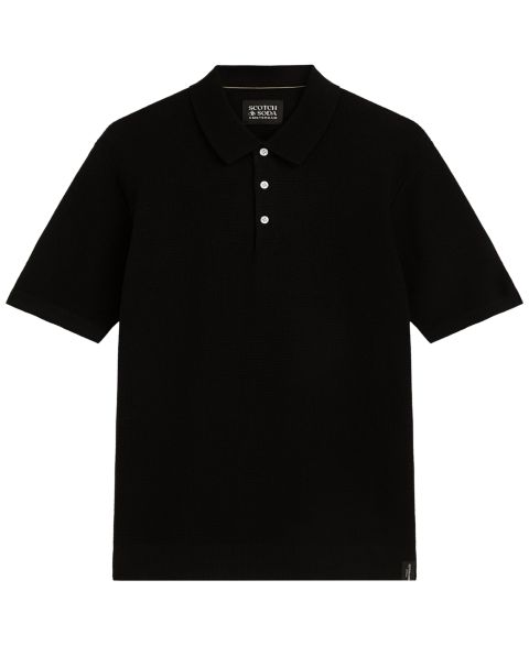 Мужское поло SCOTCH & SODA Structured Knitted Short-Sleeve Polo Shirt, цвет: Meteorite