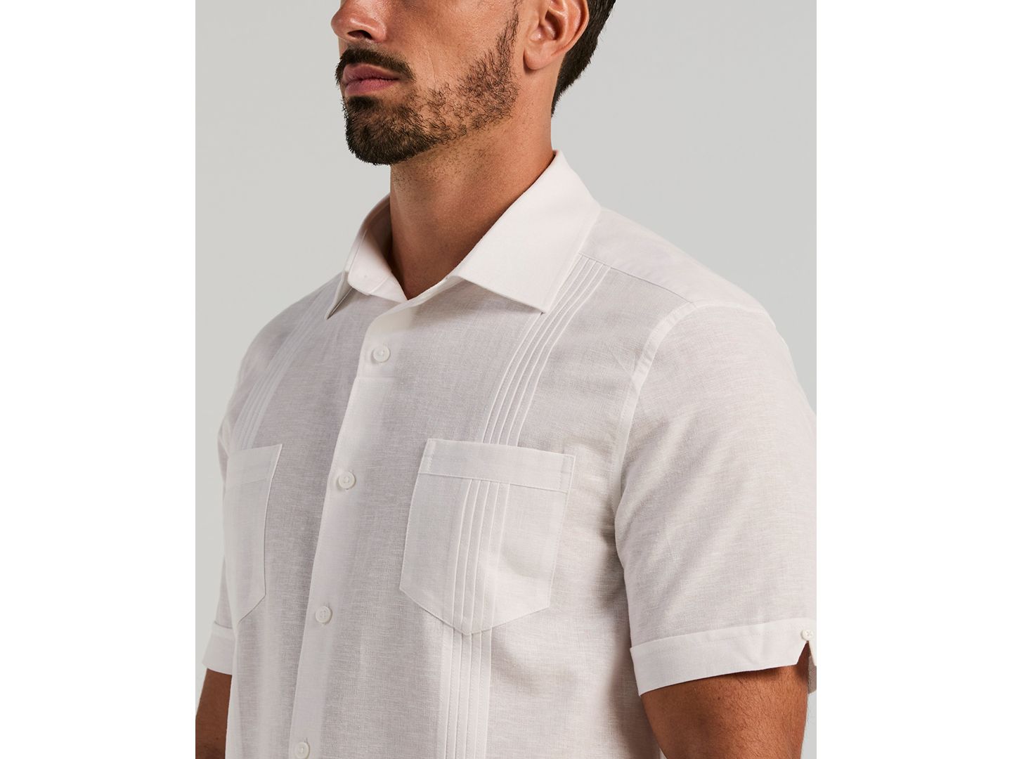 Мужская рубашка Cubavera Linen Blend Four-Pocket, цвет: Egret — фото 3