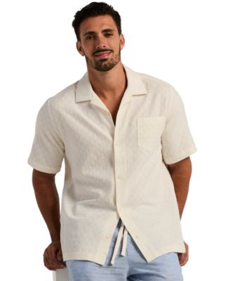 Men's Allover Dobby Classic-Fit Camp-Collar Short-Sleeve Shirt